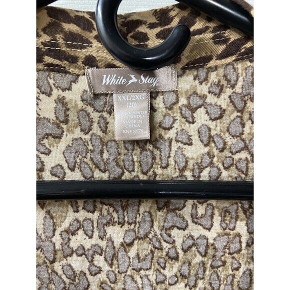 White Stag Top Womens 20 Tan Animal Print Leopard Mock 2 Pc Blouse Set Brown - Picture 8 of 9